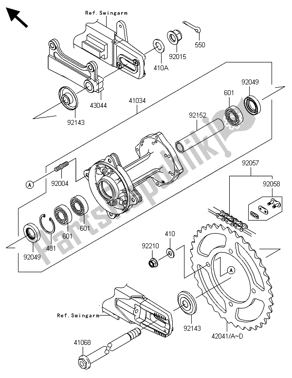 All parts for the Rear Hub of the Kawasaki KX 85 LW 2014