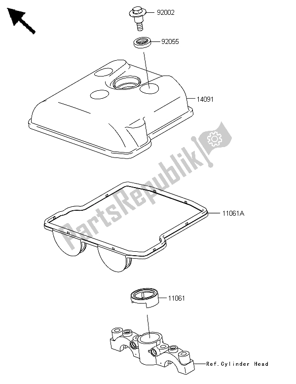 All parts for the Cylinder Head Cover of the Kawasaki KLX 450 2013