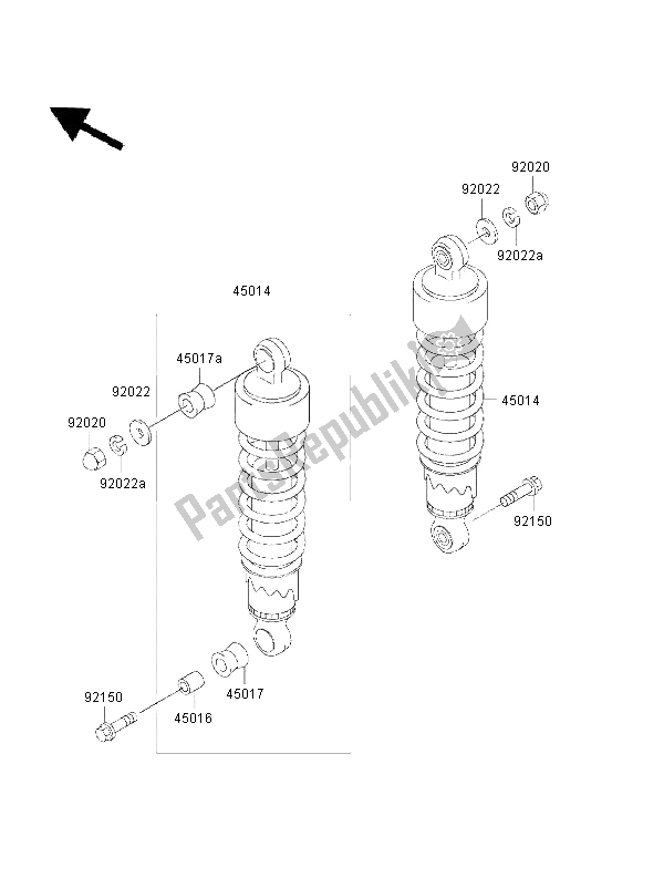 Toutes les pièces pour le Suspension Et Amortisseur du Kawasaki Eliminator 125 2000