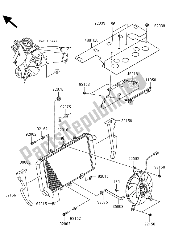 Alle onderdelen voor de Radiator van de Kawasaki Z 1000 SX 2013