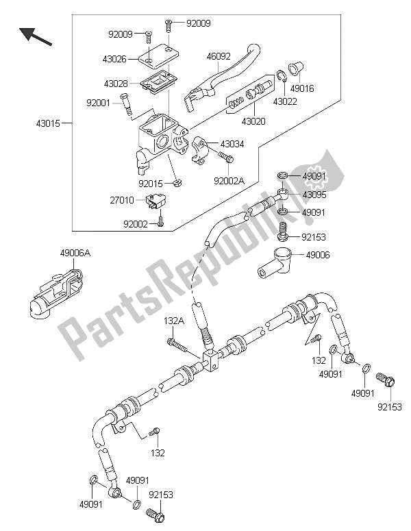 All parts for the Front Master Cylinder of the Kawasaki Brute Force 750 4X4I EPS 2016