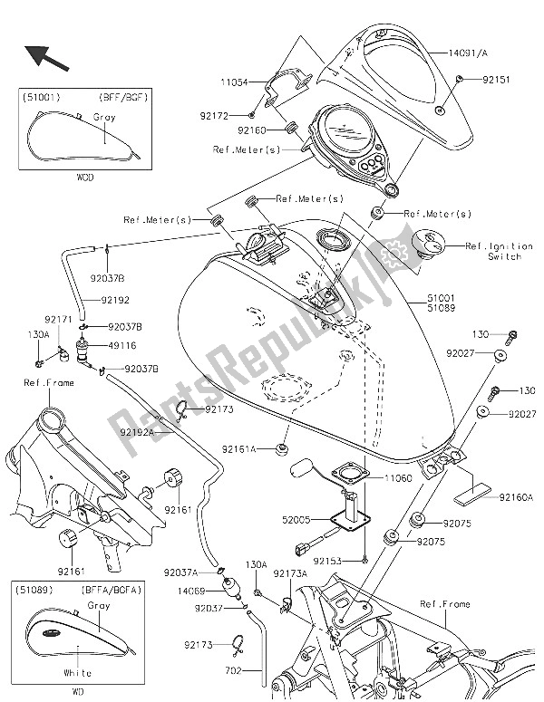 All parts for the Fuel Tank of the Kawasaki Vulcan 900 Classic 2016