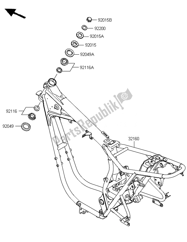 Tutte le parti per il Telaio del Kawasaki W 800 2014