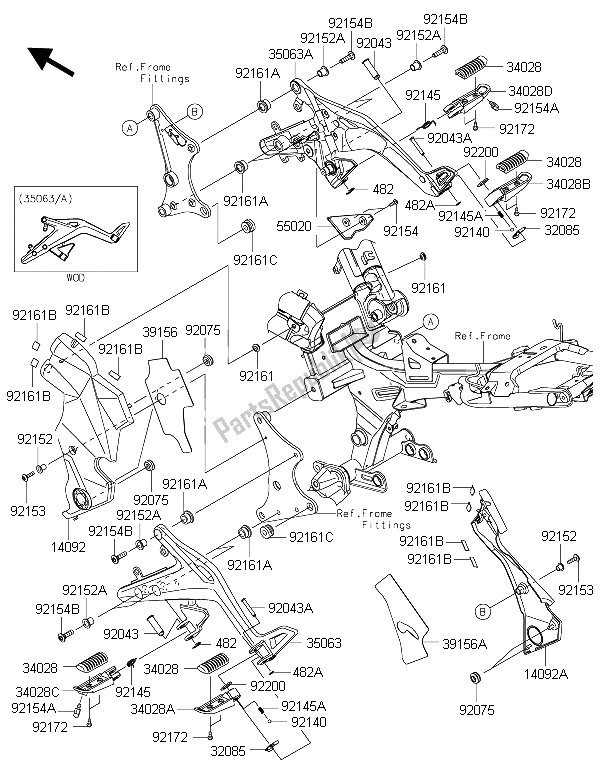 Wszystkie części do Podnó? Ki Kawasaki ER 6F ABS 650 2015