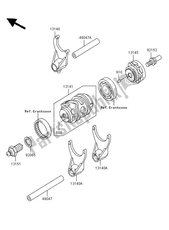 Toutes les pièces pour le Tambour De Changement De Vitesse Et Fourchette De Changement De Vitesse du Kawasaki KX 250F 2007