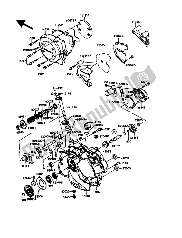 Toutes les pièces pour le Capot (s) Moteur du Kawasaki KMX 125 1991