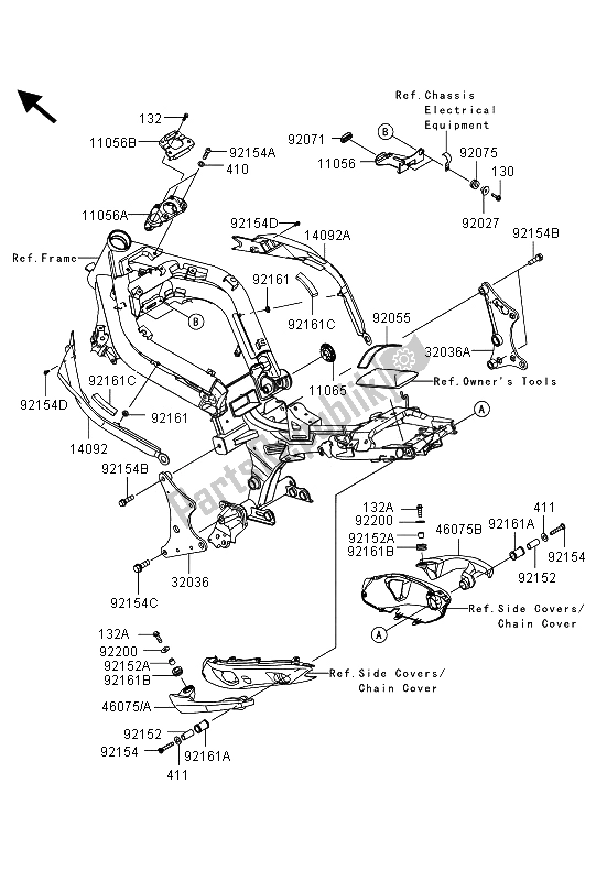 All parts for the Frame Fittings of the Kawasaki ER 6N ABS 650 2013