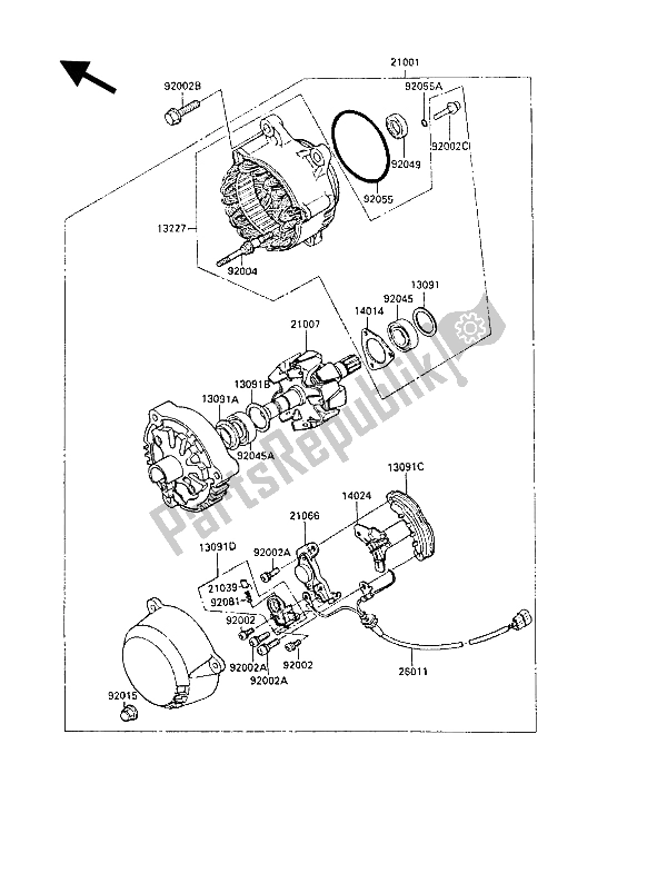 All parts for the Generator of the Kawasaki GPZ 1000 RX 1987