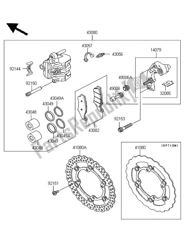 Tutte le parti per il Freno Anteriore del Kawasaki KX 125 2007