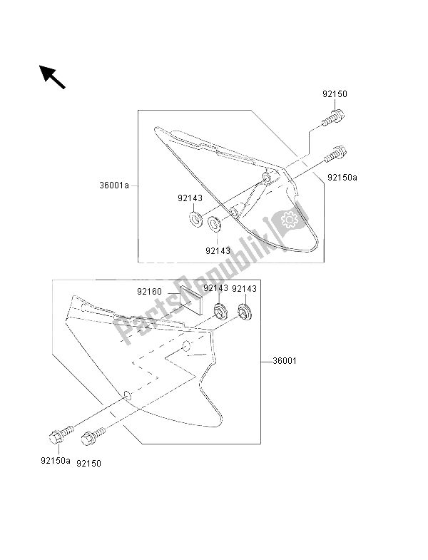 Todas las partes para Cubiertas Laterales de Kawasaki KX 85 SW 2001