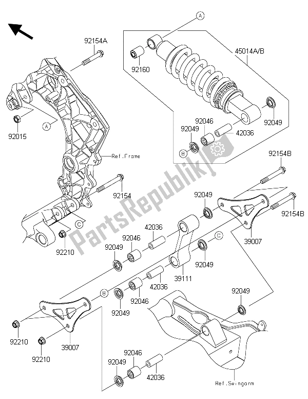 Toutes les pièces pour le Suspension Et Amortisseur du Kawasaki Z 1000 2015