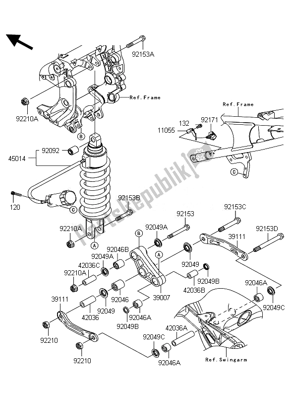 All parts for the Suspension & Shock Absorber of the Kawasaki 1400 GTR ABS 2010