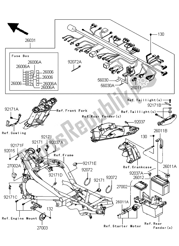 All parts for the Chassis Electrical Equipment of the Kawasaki ER 6N 650 2011