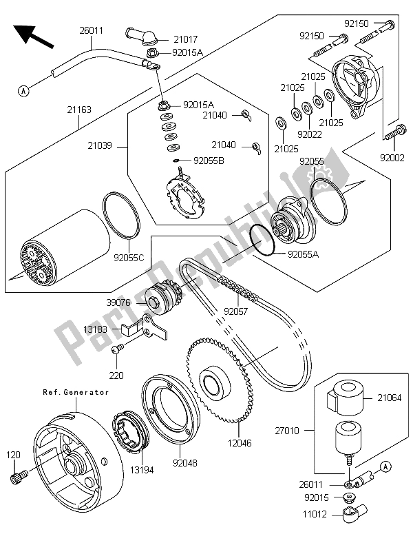 All parts for the Starter Motor of the Kawasaki KLF 300 4X4 2006