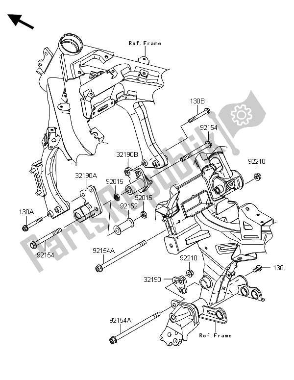 All parts for the Engine Mount of the Kawasaki ER 6F 650 2014