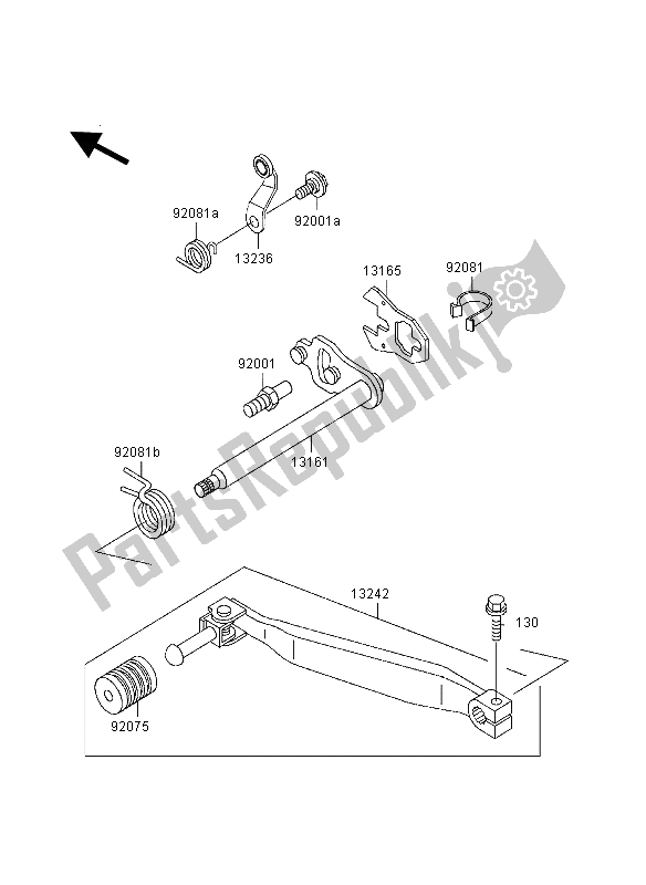 All parts for the Gear Change Mechanism of the Kawasaki KLR 650 1998