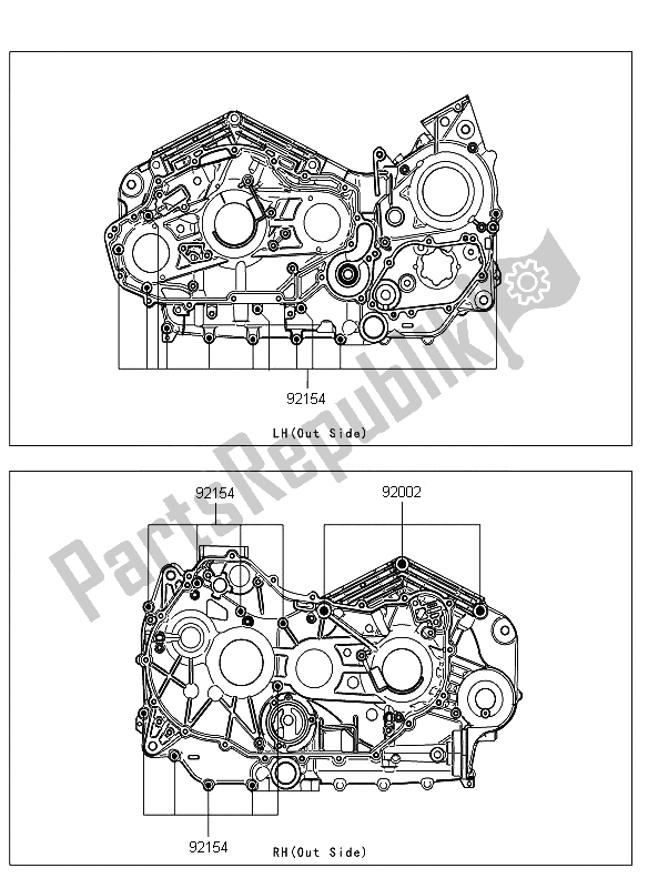 All parts for the Crankcase Bolt Pattern of the Kawasaki VN 1700 Classic Tourer 2009
