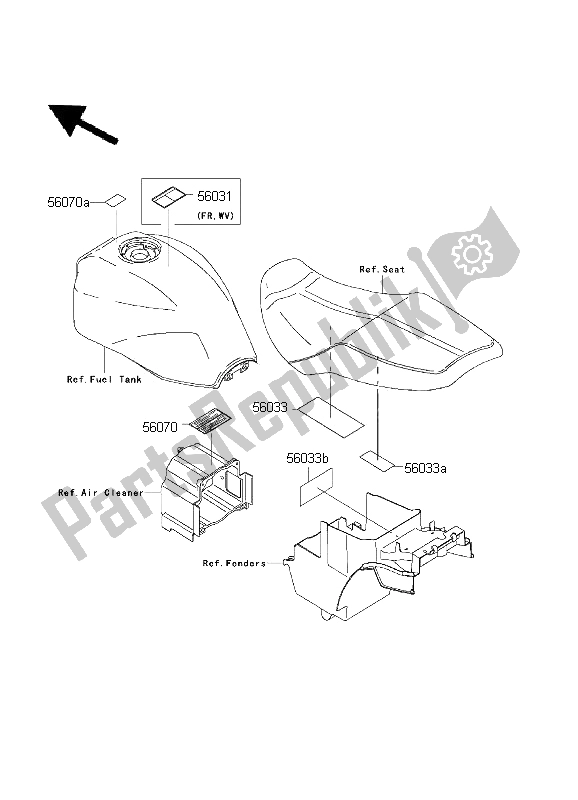 Tutte le parti per il Etichette del Kawasaki ZRX 1200S 2001