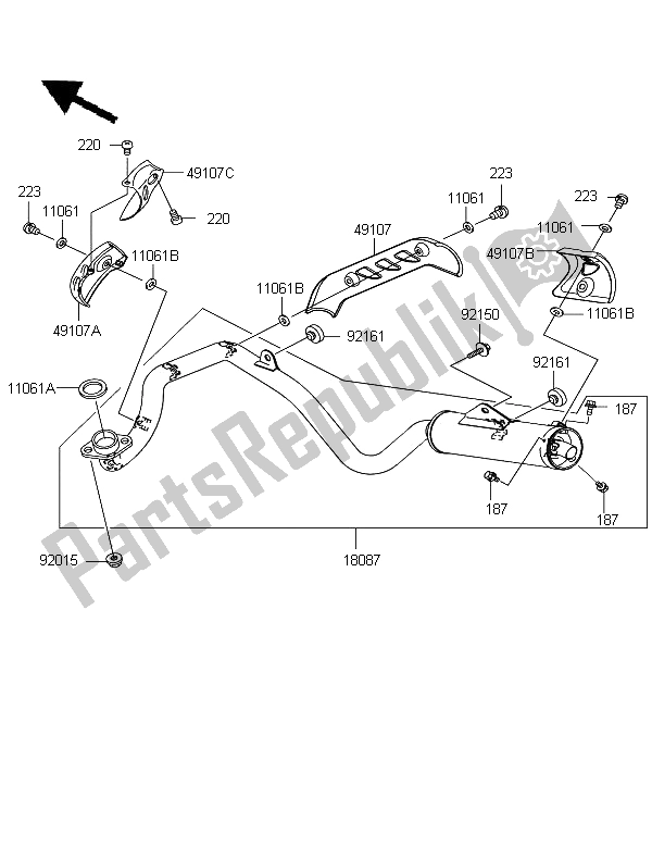 Tutte le parti per il Silenziatore del Kawasaki KLX 110 2009