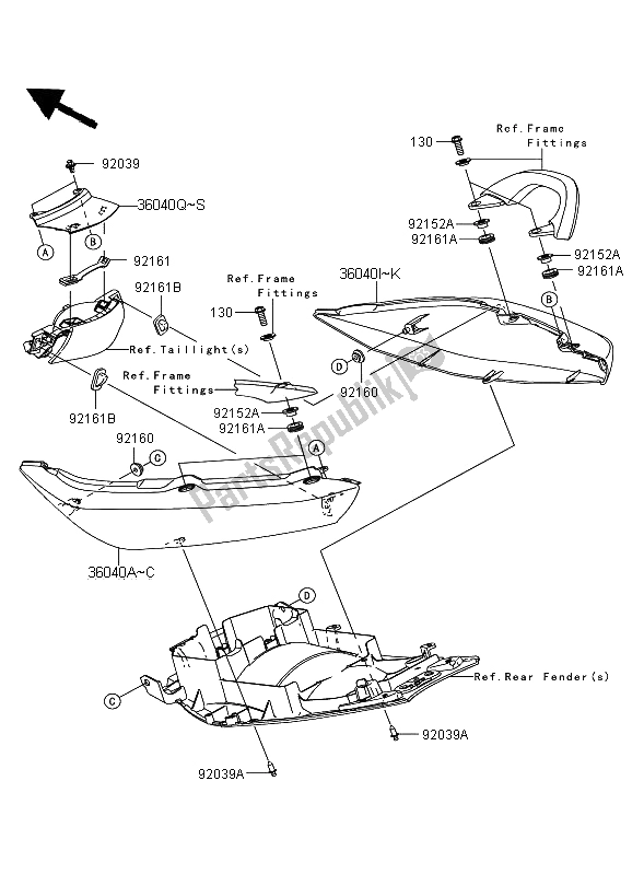 Tutte le parti per il Coprisedile del Kawasaki ER 6N ABS 650 2008