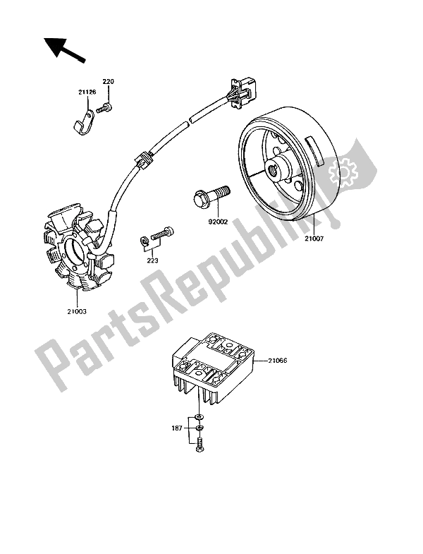 All parts for the Generator of the Kawasaki GPZ 305 Belt Drive 1993