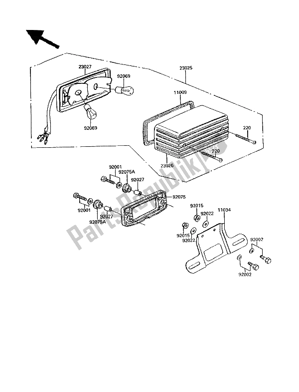 Alle onderdelen voor de Achterlichten) van de Kawasaki GPZ 305 Belt Drive 1994