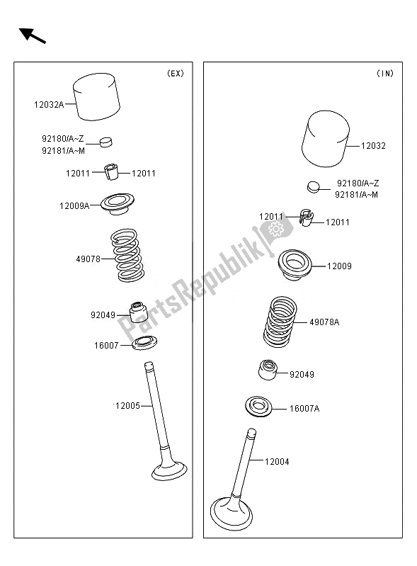 Toutes les pièces pour le Soupape du Kawasaki KX 250F 2007