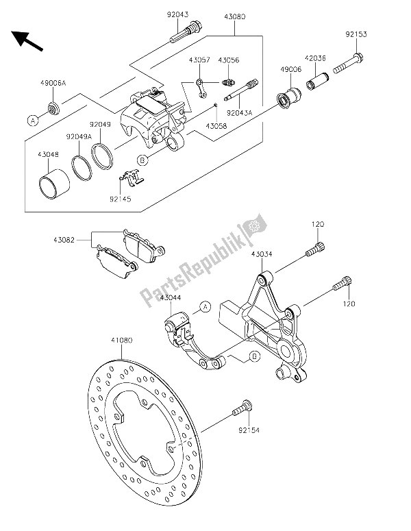 Toutes les pièces pour le Frein Arriere du Kawasaki Vulcan S 650 2015