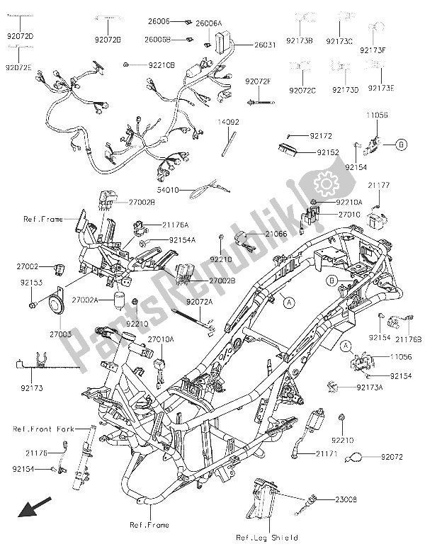 Tutte le parti per il Equipaggiamento Elettrico Del Telaio del Kawasaki J 125 ABS 2016