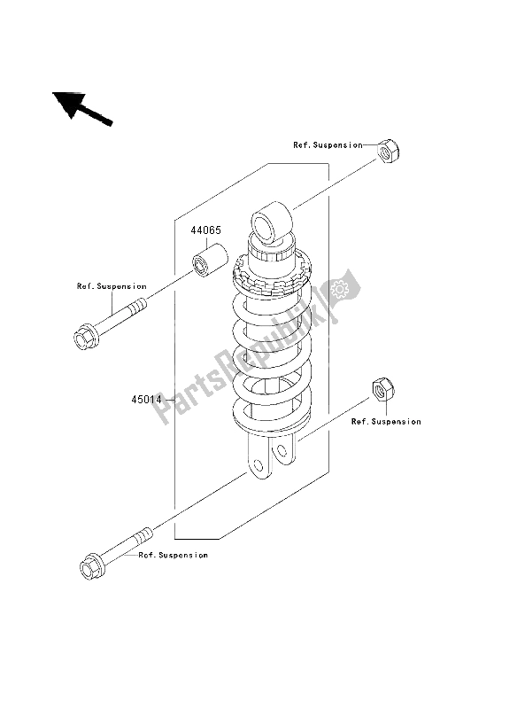 All parts for the Shock Absorber of the Kawasaki ZZR 600 2003