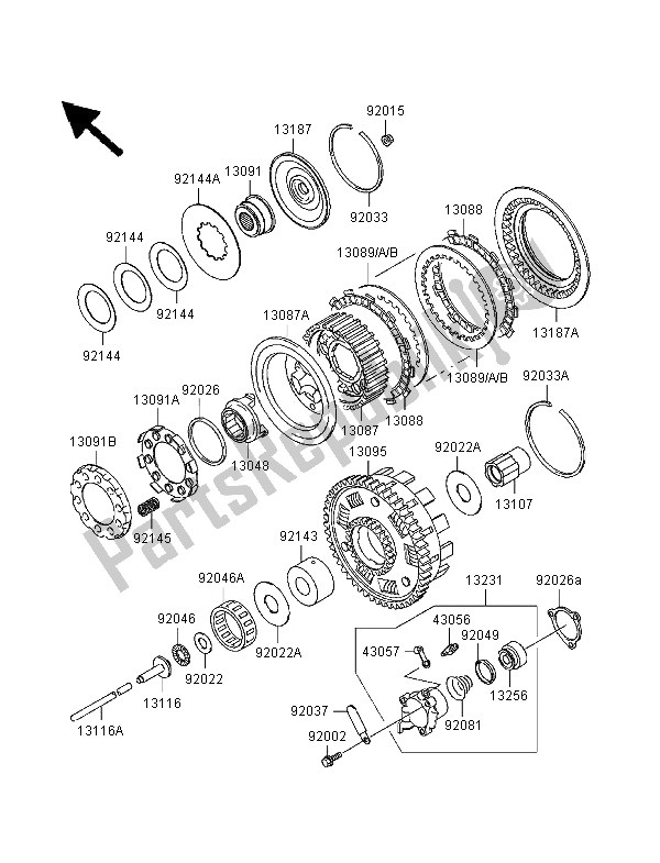 Toutes les pièces pour le Embrayage du Kawasaki VN 1500 Classic Tourer FI 2000