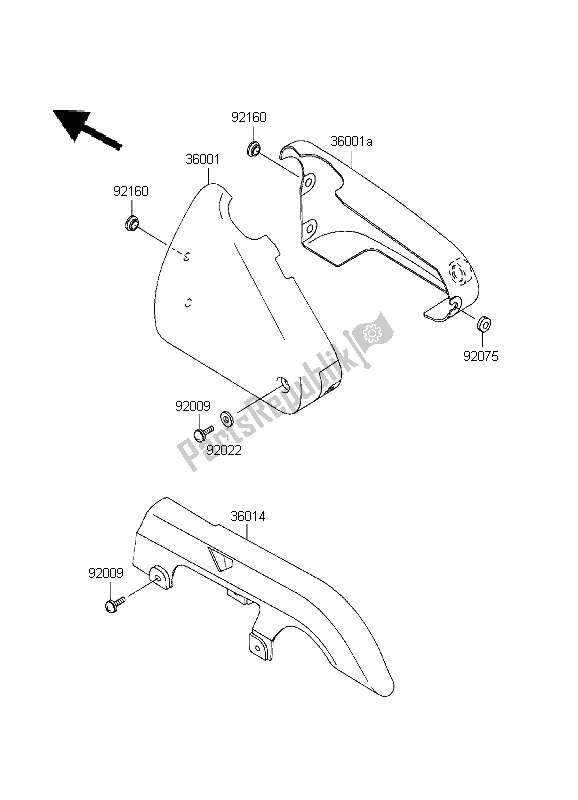 Tutte le parti per il Coperture Laterali E Copertura A Catena del Kawasaki EN 500 1999