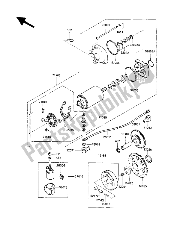 Todas las partes para Motor De Arranque de Kawasaki GPX 600R 1988