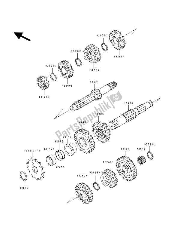 Wszystkie części do Przenoszenie Kawasaki KX 250 1993