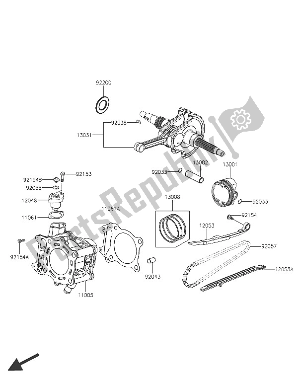 All parts for the Cylinder & Piston(s) of the Kawasaki J 300 2016