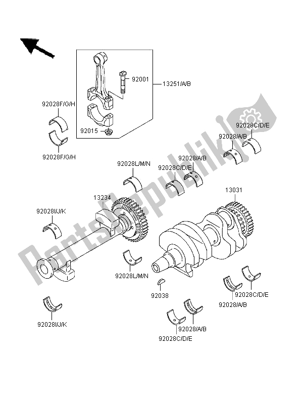 All parts for the Crankshaft of the Kawasaki ER 5 500 1997