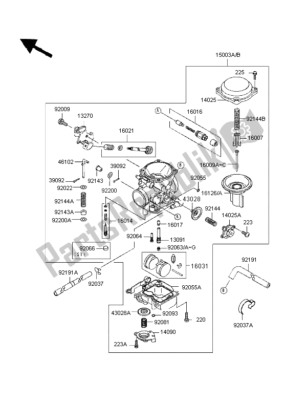 All parts for the Carburetor of the Kawasaki VN 1500 Classic 1997