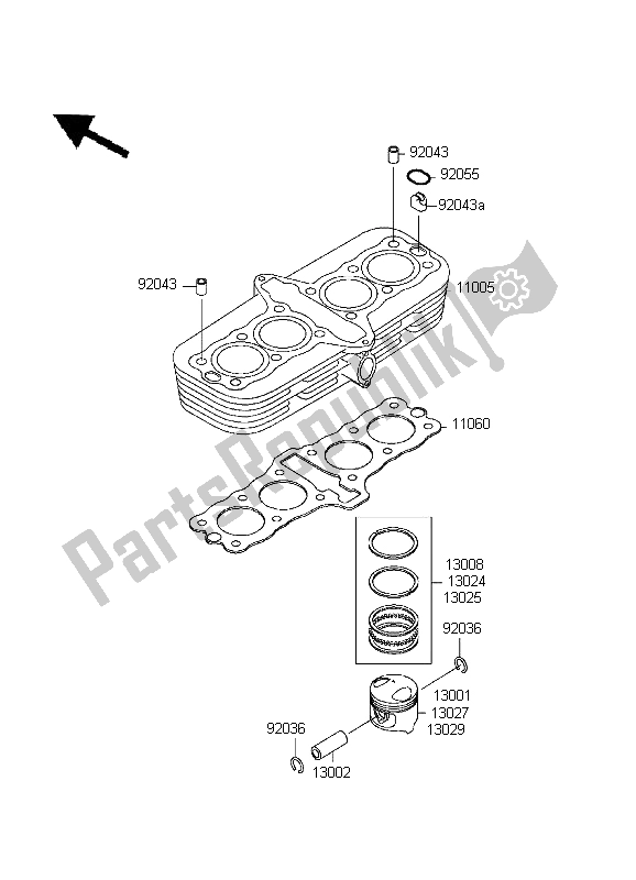 Tutte le parti per il Cilindro E Pistone del Kawasaki ZR 7 750 1999