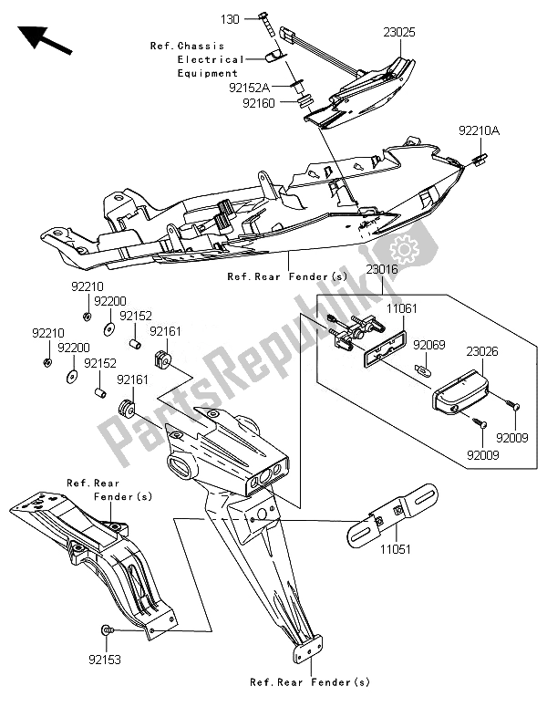 Tutte le parti per il Luci Posteriori) del Kawasaki Ninja ZX 6R ABS 600 2014