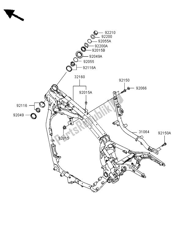 All parts for the Frame of the Kawasaki VN 1600 Classic 2006