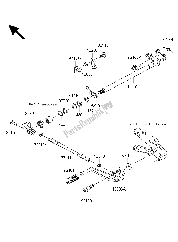 Todas as partes de Mecanismo De Mudança De Marcha do Kawasaki Ninja ZX 10R 1000 2006