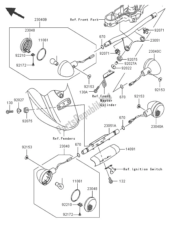 Tutte le parti per il Indicatori Di Direzione del Kawasaki VN 1600 Classic Tourer 2005