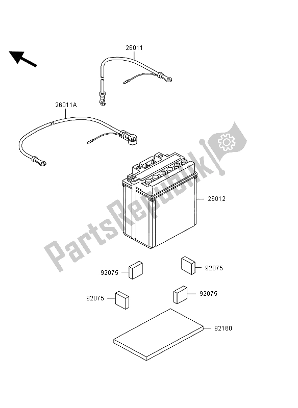 All parts for the Optional Parts (battery) of the Kawasaki KVF 360 4X4 2006