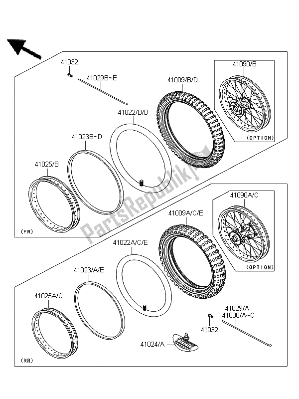 All parts for the Tires of the Kawasaki KX 85 SW LW 2012