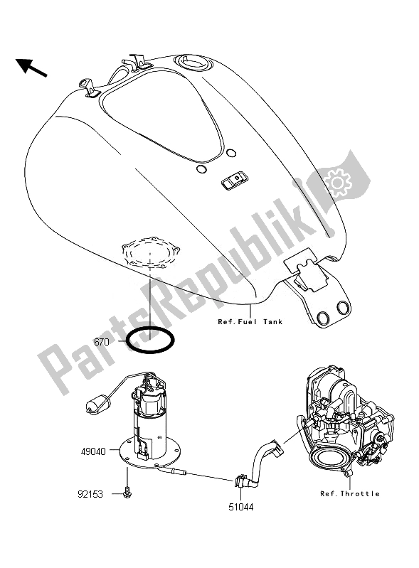 Alle onderdelen voor de Benzine Pomp van de Kawasaki VN 1700 Classic ABS 2010