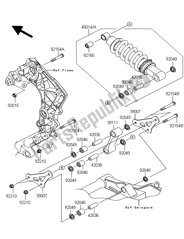 All parts for the Suspension & Shock Absorber of the Kawasaki Z 1000 SX 2011