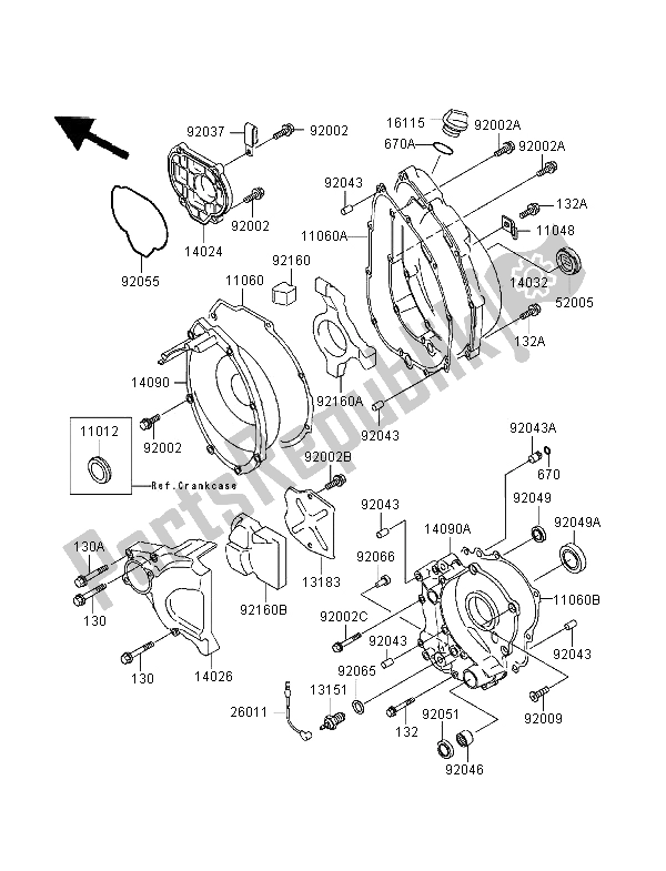 Todas las partes para Cubierta Del Motor de Kawasaki Ninja ZX 9R 900 1995