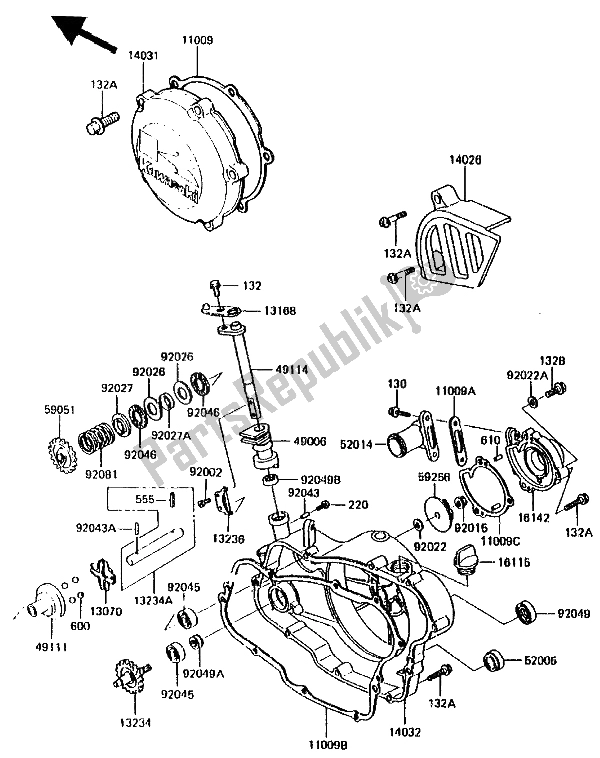 Tutte le parti per il Coperchio Del Motore del Kawasaki KX 125 1987