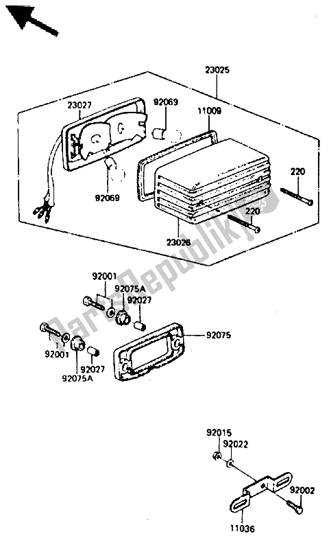 Alle onderdelen voor de Achterlicht van de Kawasaki GPZ 400A 1985