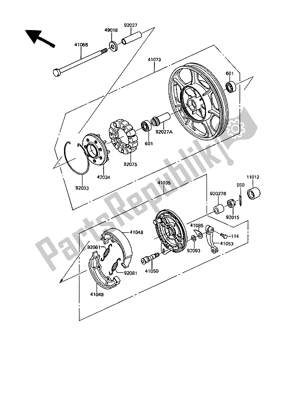 Todas las partes para Buje Trasero de Kawasaki GT 550 1989